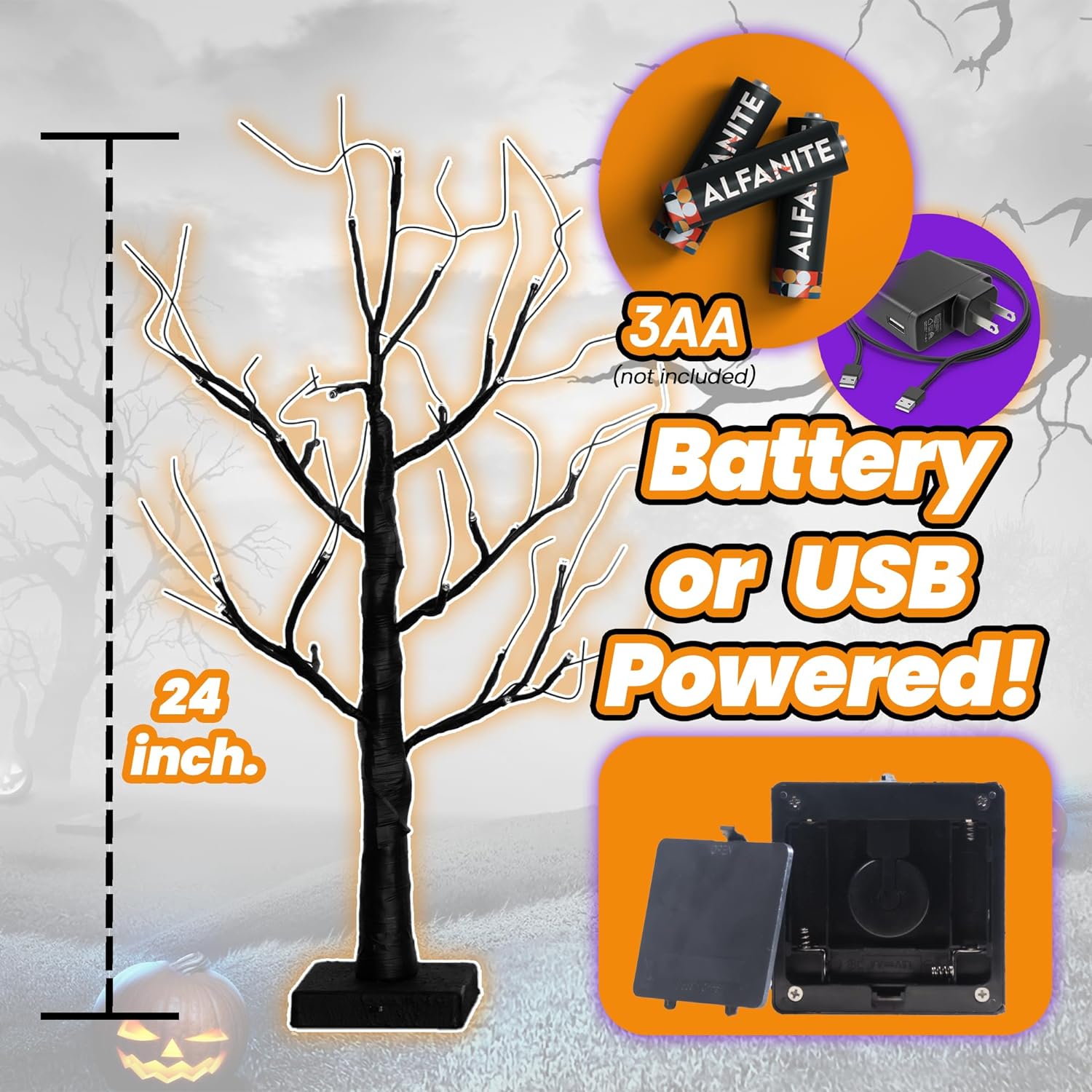 Spooky Halloween Tree Set - Orange - Alfanite Store